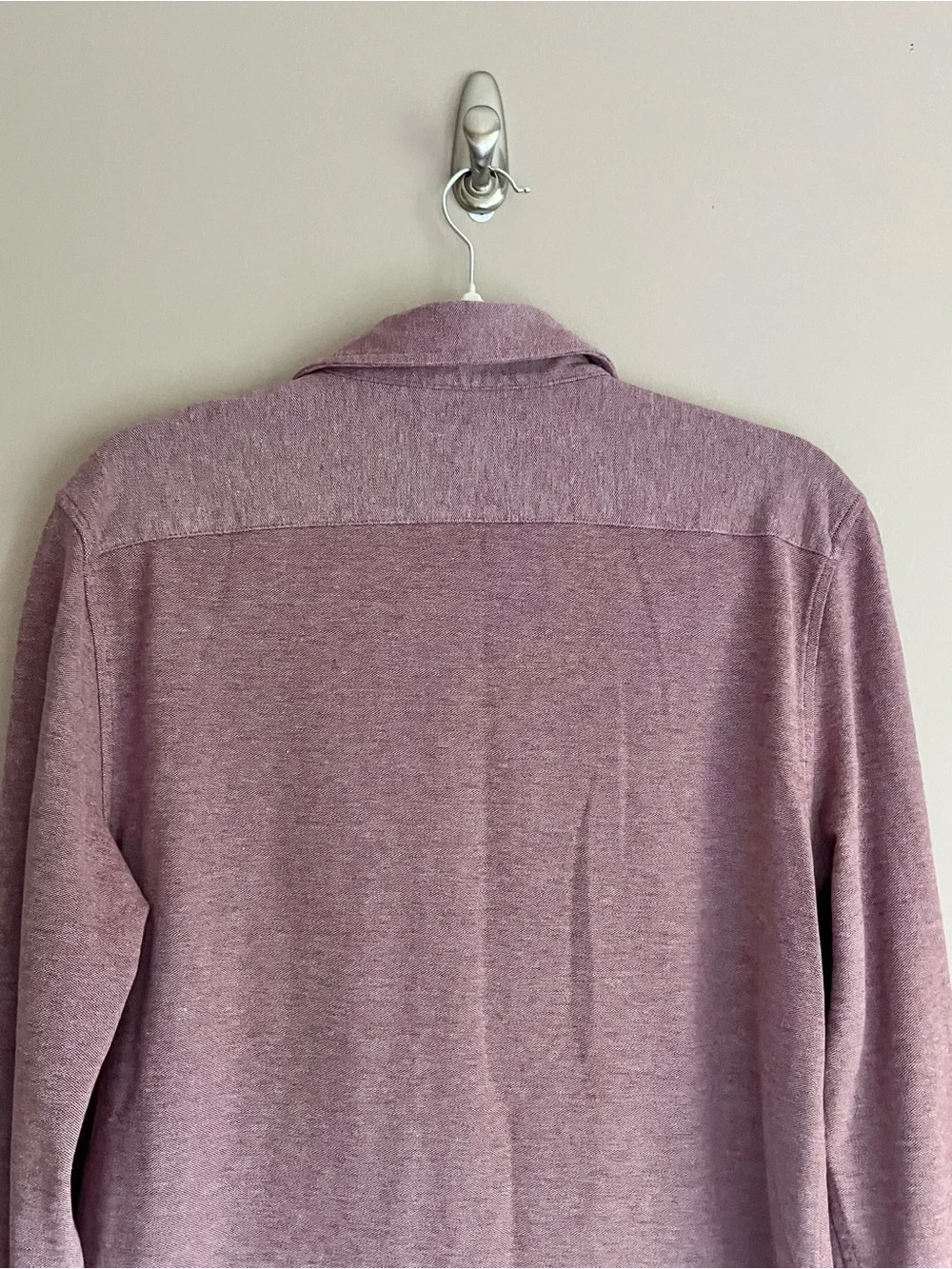 Banana Republic Luxury Touch knit button down shirt heathered burgandy sz medium